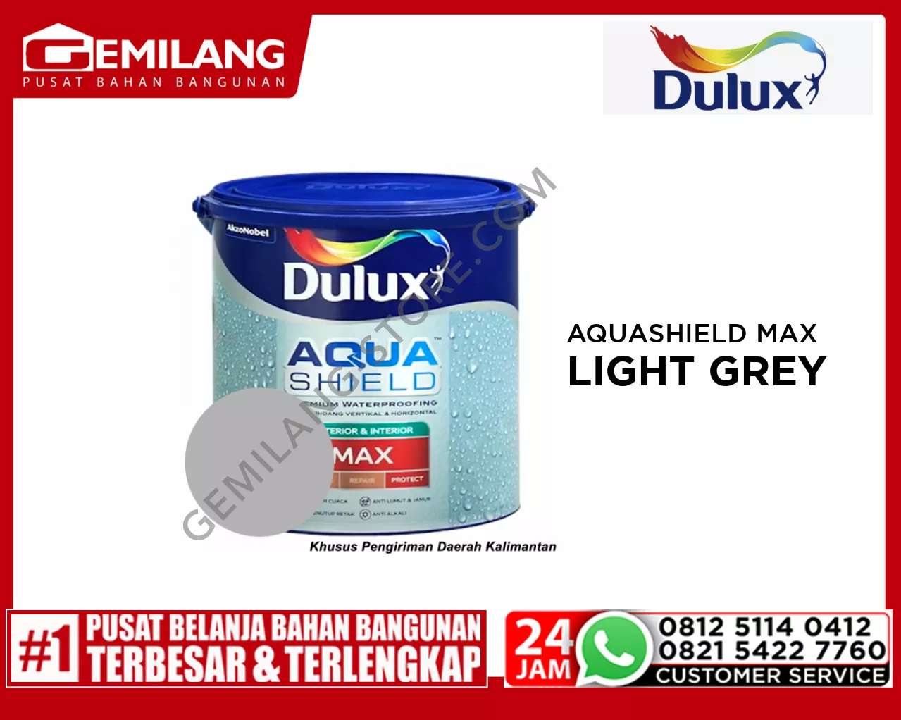 DULUX AQUASHIELD MAX LIGHT GREY 20kg