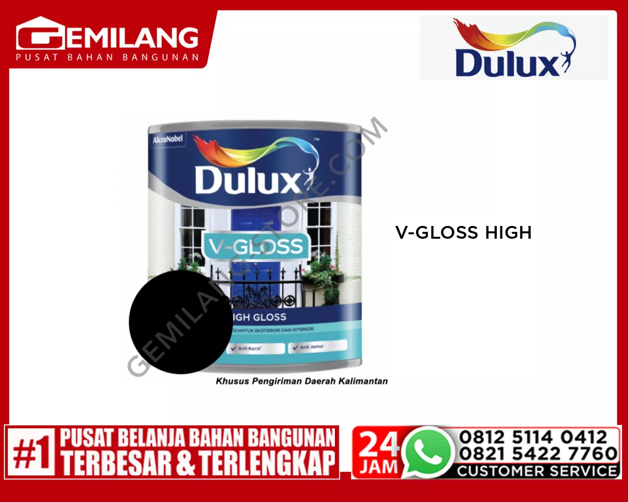 DULUX V-GLOSS HIGH GLOSS BLACK 122 0.8ltr