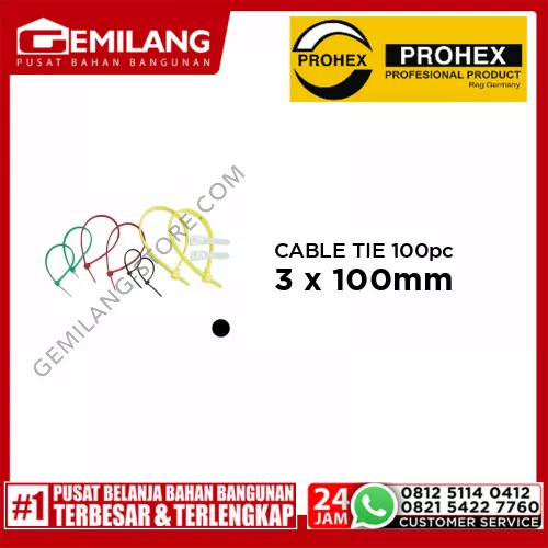 PROHEX CABLE TIE HITAM 3 x 100mm 100pc (4580-105)