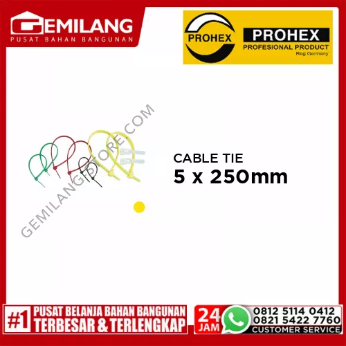 PROHEX CABLE TIE KUNING 5 x 250mm 100pc (4580-133)
