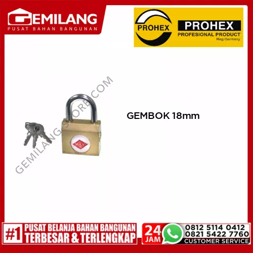 PROHEX GEMBOK KUNCI SAMPING GOLD MAX 18mm (1172-001)