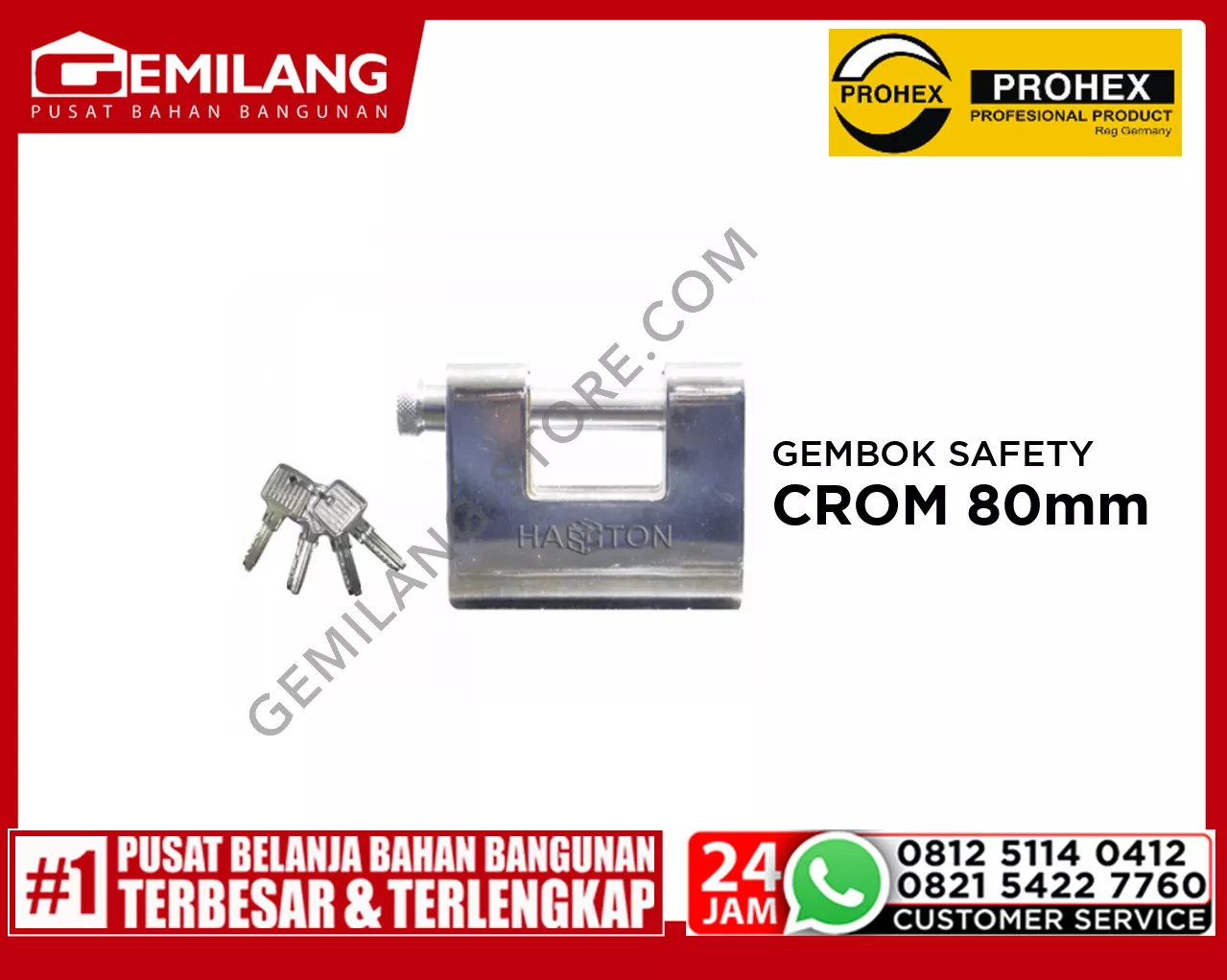 PROHEX GEMBOK SAFETY CROM(MDL U/TAS) 80mm (1252-100)