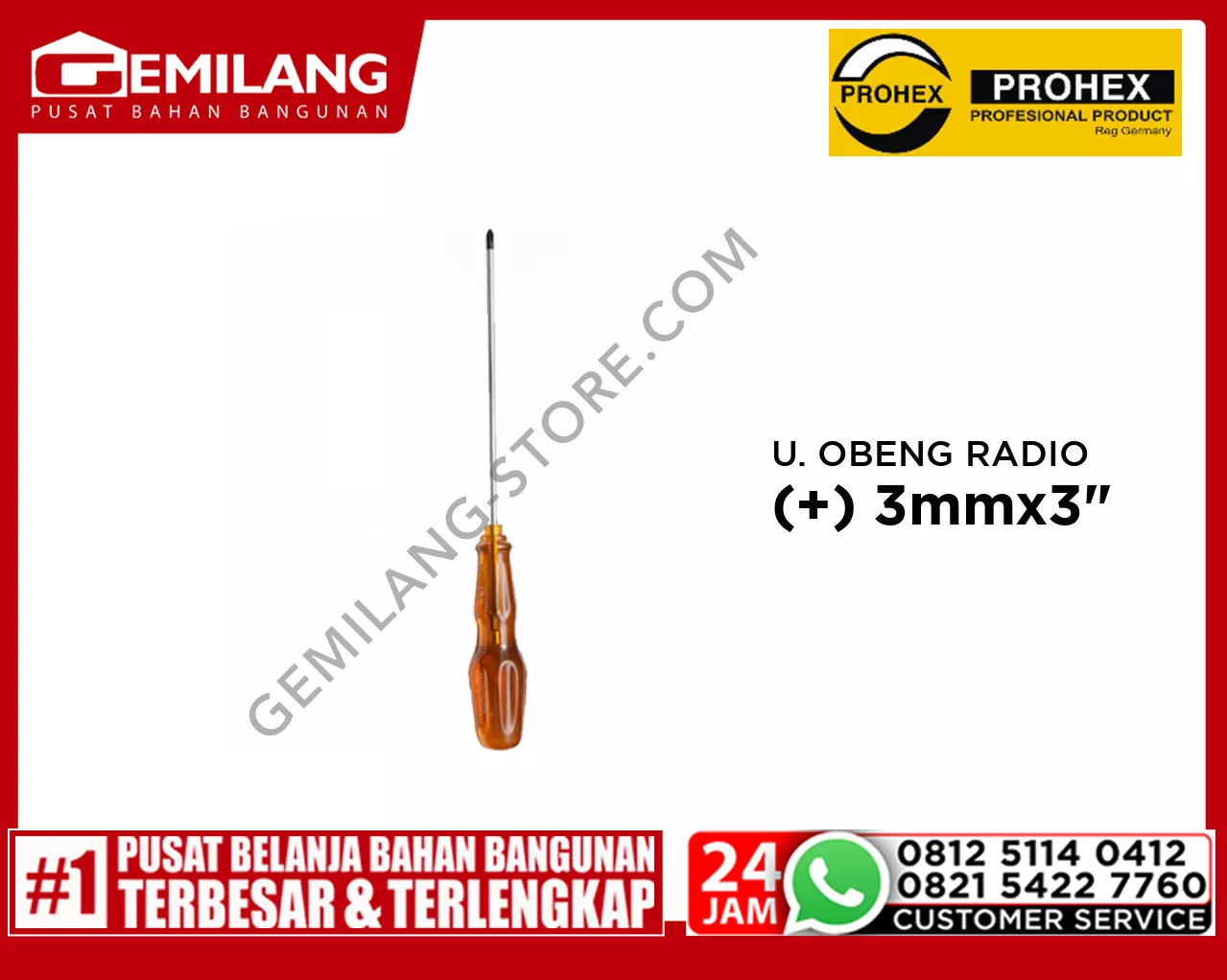 PROHEX ULTRA OBENG RADIO CRV WISHKI (+) 3mm x 3inch (2519-021)