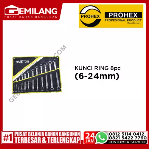 PROHEX KUNCI RING CHROM (M/TLG) (6-24mm) 8pc (1648-002)