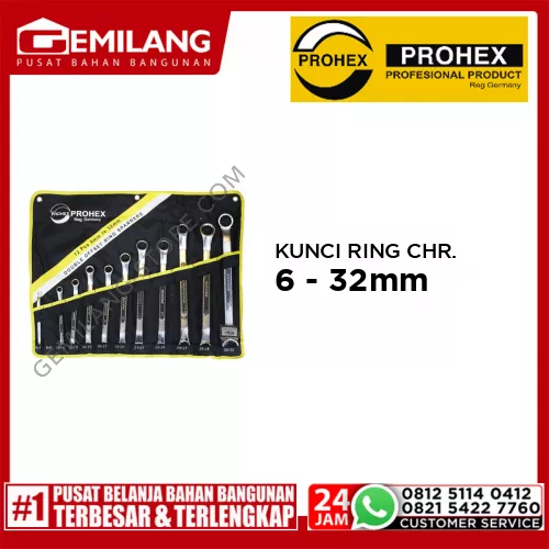 PROHEX KUNCI RING CHROME MDL.TLG 12pc 6-32mm (1648-003)