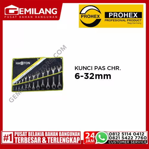 PROHEX KUNCI PAS CHROME MDL.TLG 12pc 6-32mm (1649-003)