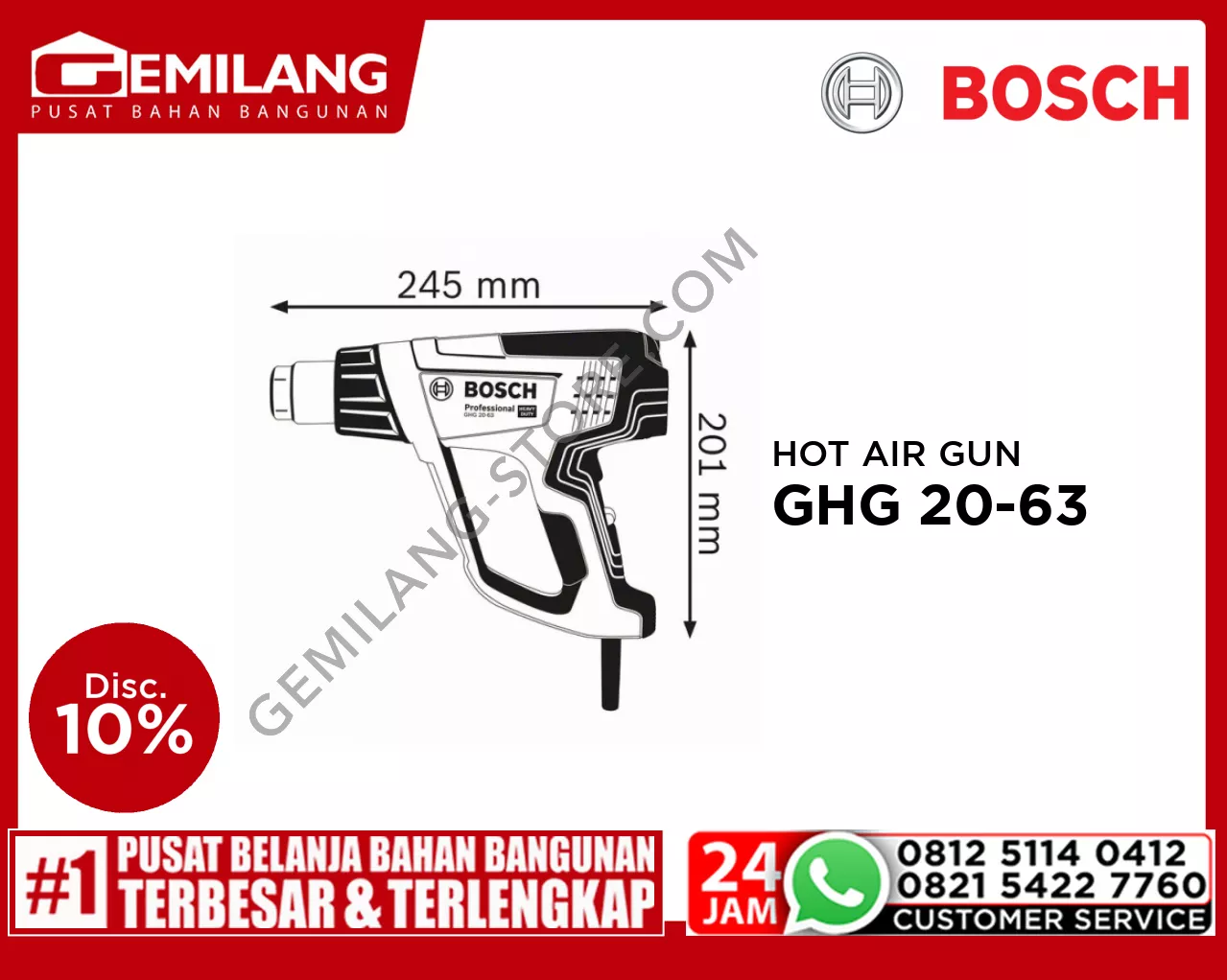 BOSCH HOT AIR GUN GHG 20-63 06012A62K0
