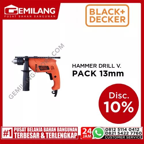 BLACK + DECKER HAMMER DRILL VALUE PACK 13mm HD555KMPR-31