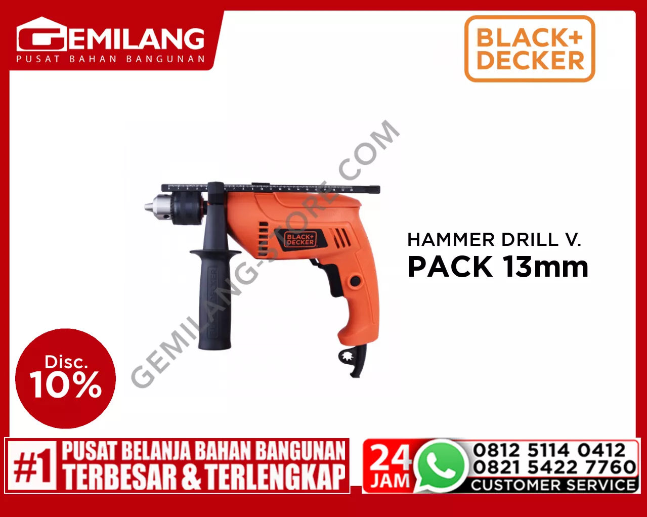 BLACK + DECKER HAMMER DRILL VALUE PACK 13mm HD555KMPR-31
