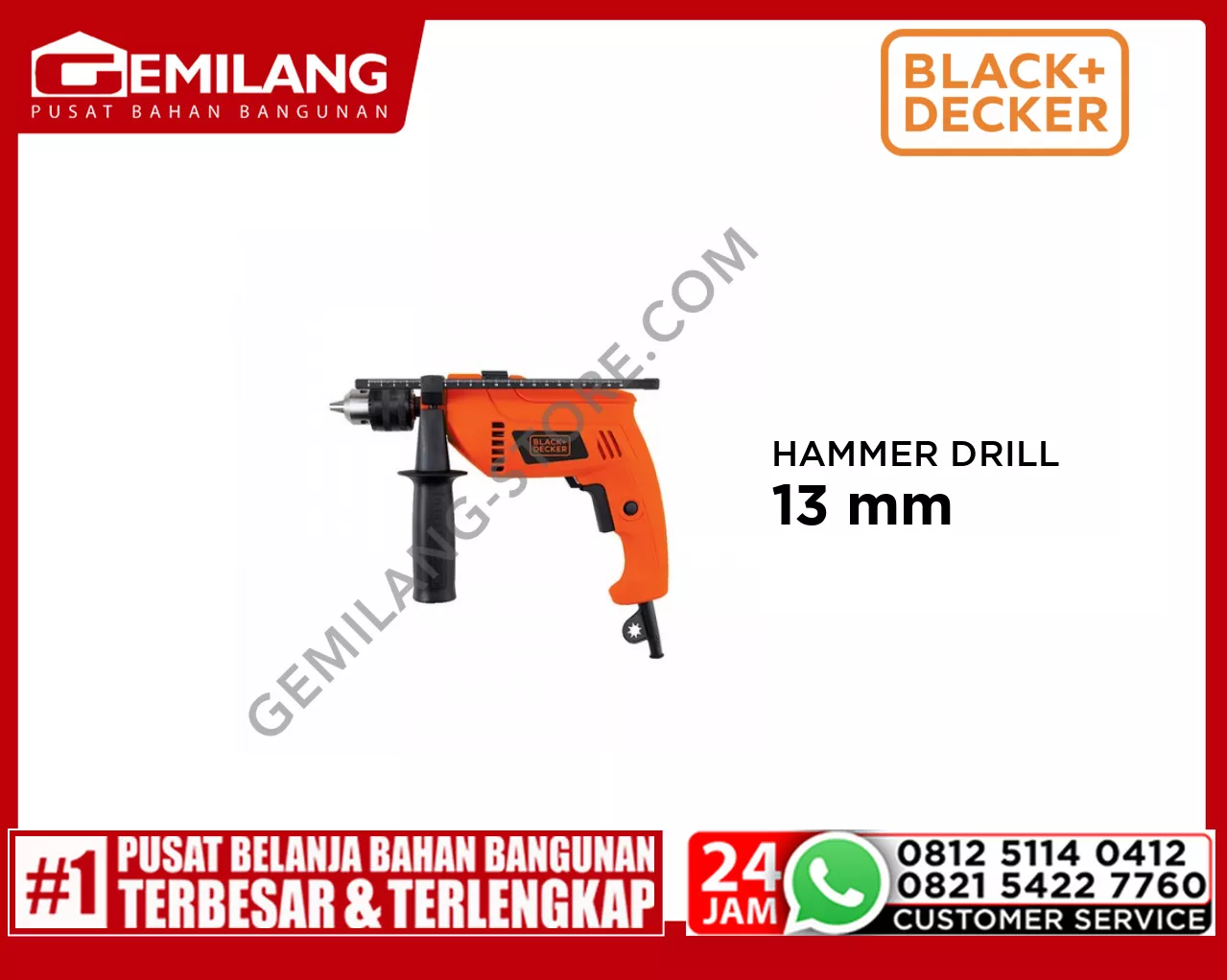 BLACK + DECKER HAMMER DRILL 13mm HD555KOPR-B1