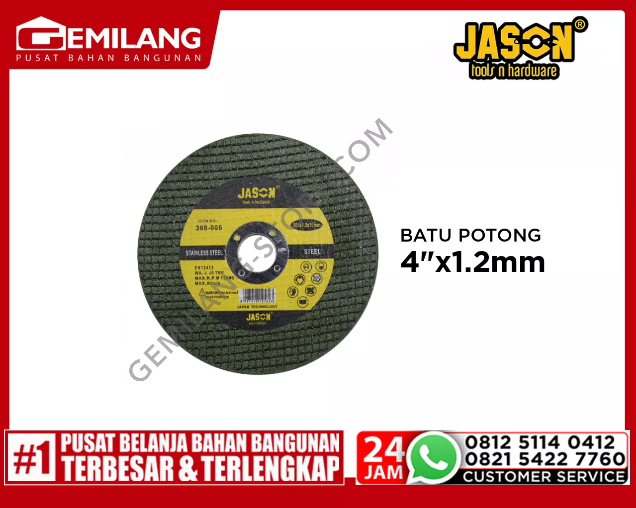 JASON BATU POTONG HIJAU 4inch x 1.2mm (9.369.005)