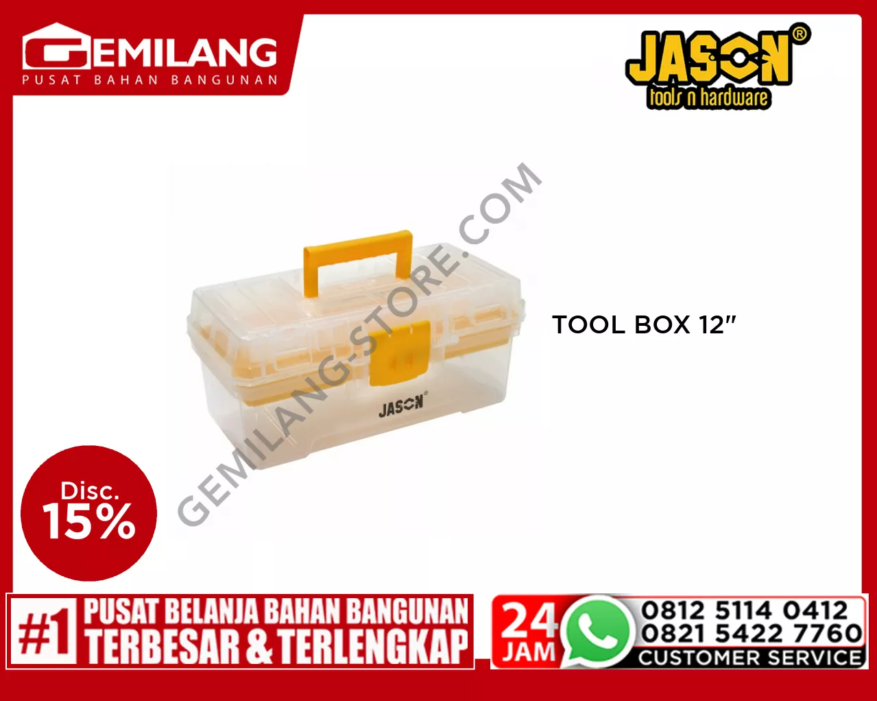 JASON TOOL BOX PLASTIK TRANSPARAN 12inch (9.391.019)