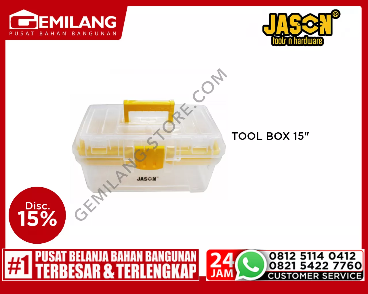 JASON TOOL BOX PLASTIK TRANSPARAN 15inch (9.391.018)