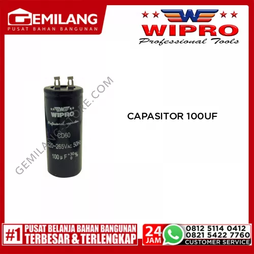 WIPRO CAPASITOR U/ELECTROMTR 100UF/220v-265VAC