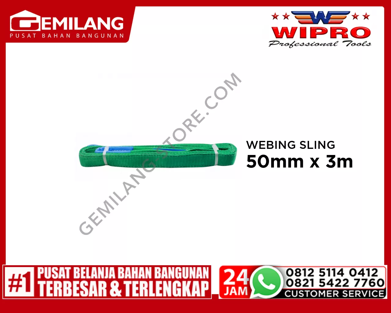 WIPRO WEBING SLING WLL2T3 (HIJAU) 50mm x 3m