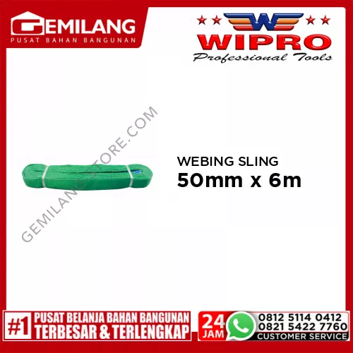 WIPRO WEBING SLING WLL2T6 (HIJAU) 50mm x 6m
