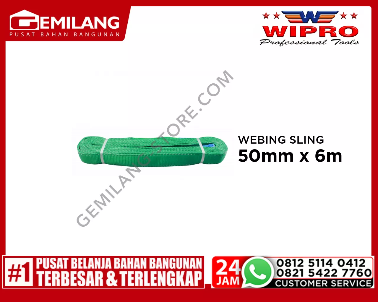 WIPRO WEBING SLING WLL2T6 (HIJAU) 50mm x 6m