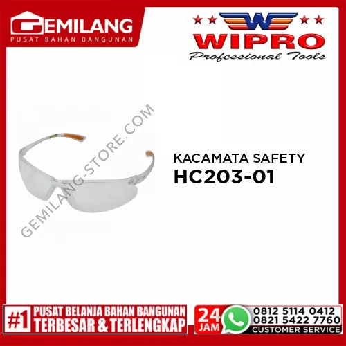 WIPRO JCK KACAMATA SAFETY HC203-01 CLEAR FRAME CLEAR ORANGE