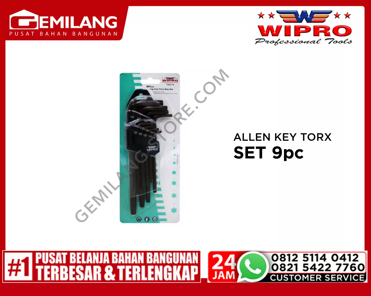 WIPRO ALLEN KEY TORX SET TM219 T10-T50 LONG 9pc
