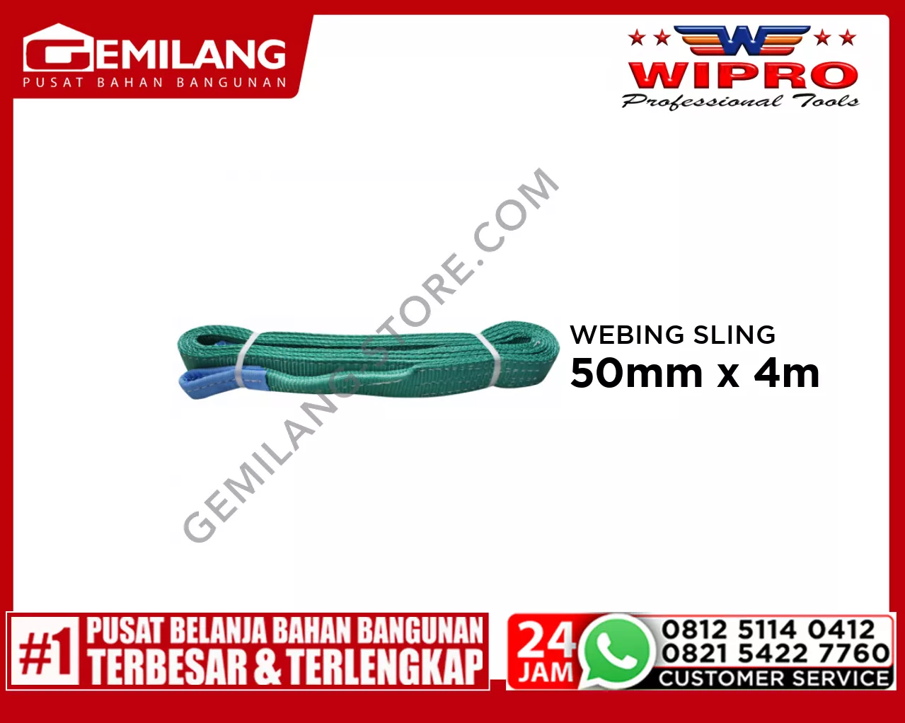 WIPRO WEBING SLING WLL 2T4 (HIJAU) 50mm x 4m