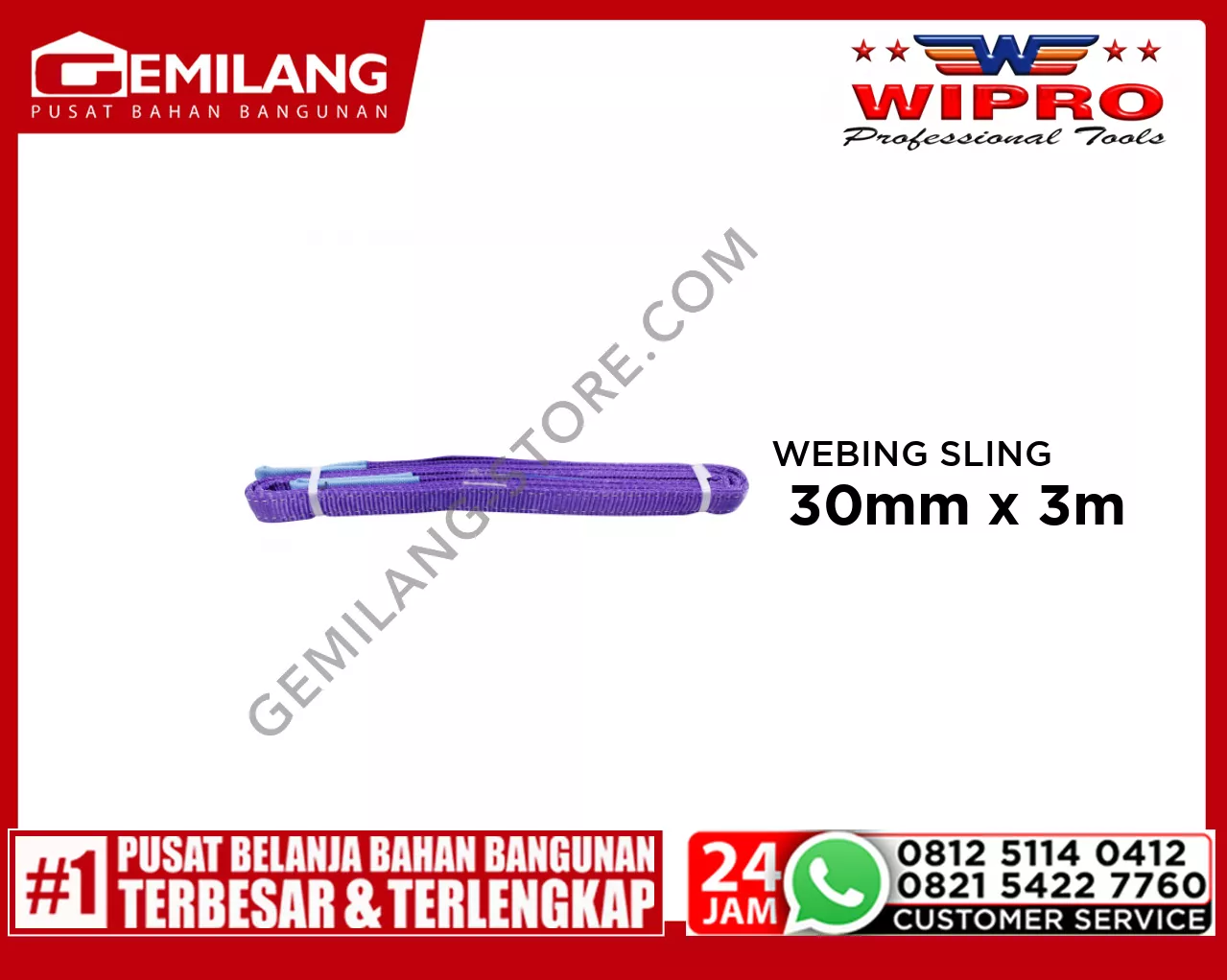 WIPRO WEBING SLING WLL1T3 (UNGU) 30mm x 3m