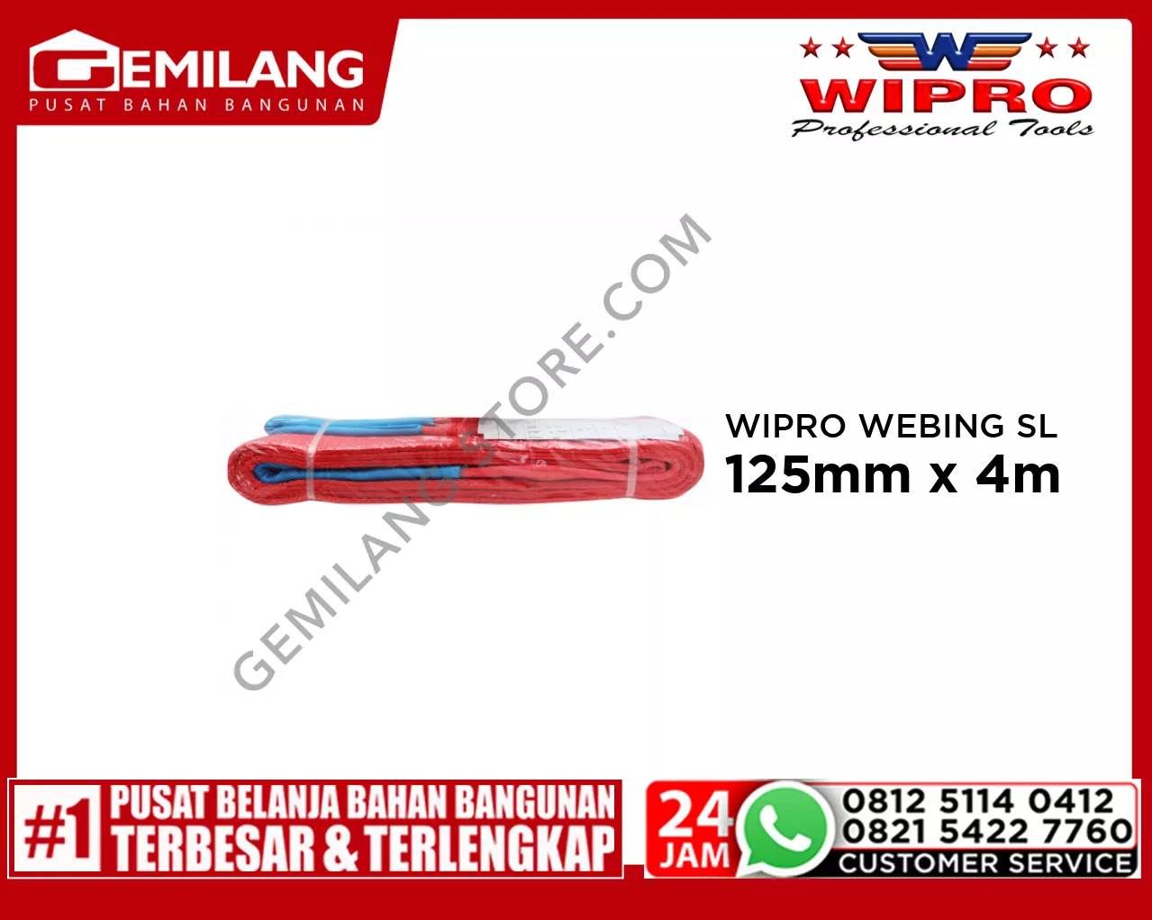 WIPRO WEBING SLING WLL 5T4 (MERAH) 125mm x 4m