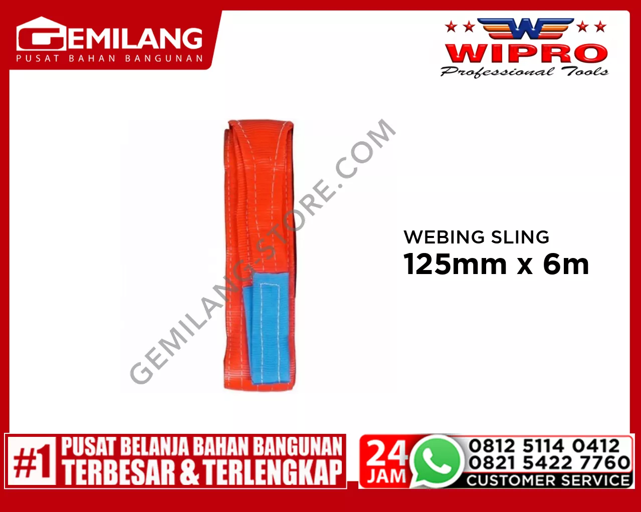 WIPRO WEBING SLING WLL 5T6 (MERAH) 125mm x 6m