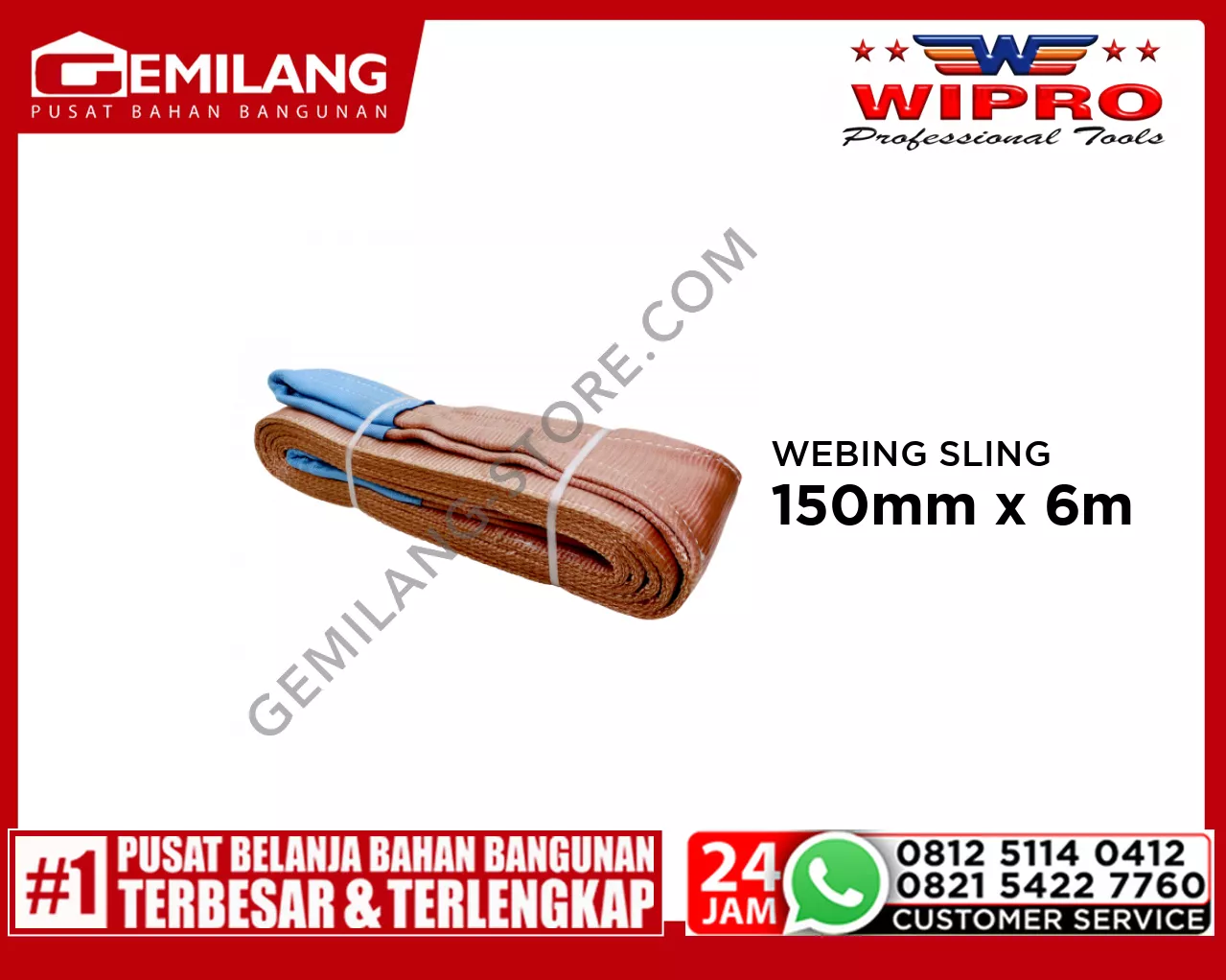 WIPRO WEBING SLING WLL 6T6 (COKLAT) 150mm x 6m