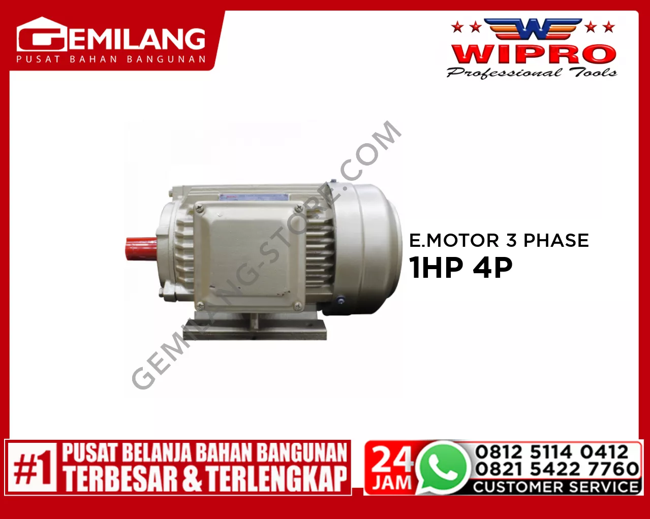 WIPRO ELECTROMOTOR 3 PHASE 1HP 4P (FOAM)