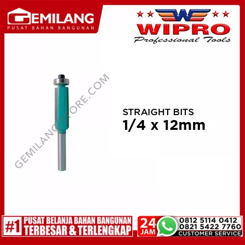 WIPRO STRAIGHT BITS W/BEARING 101-06128 (1/4x12mm)