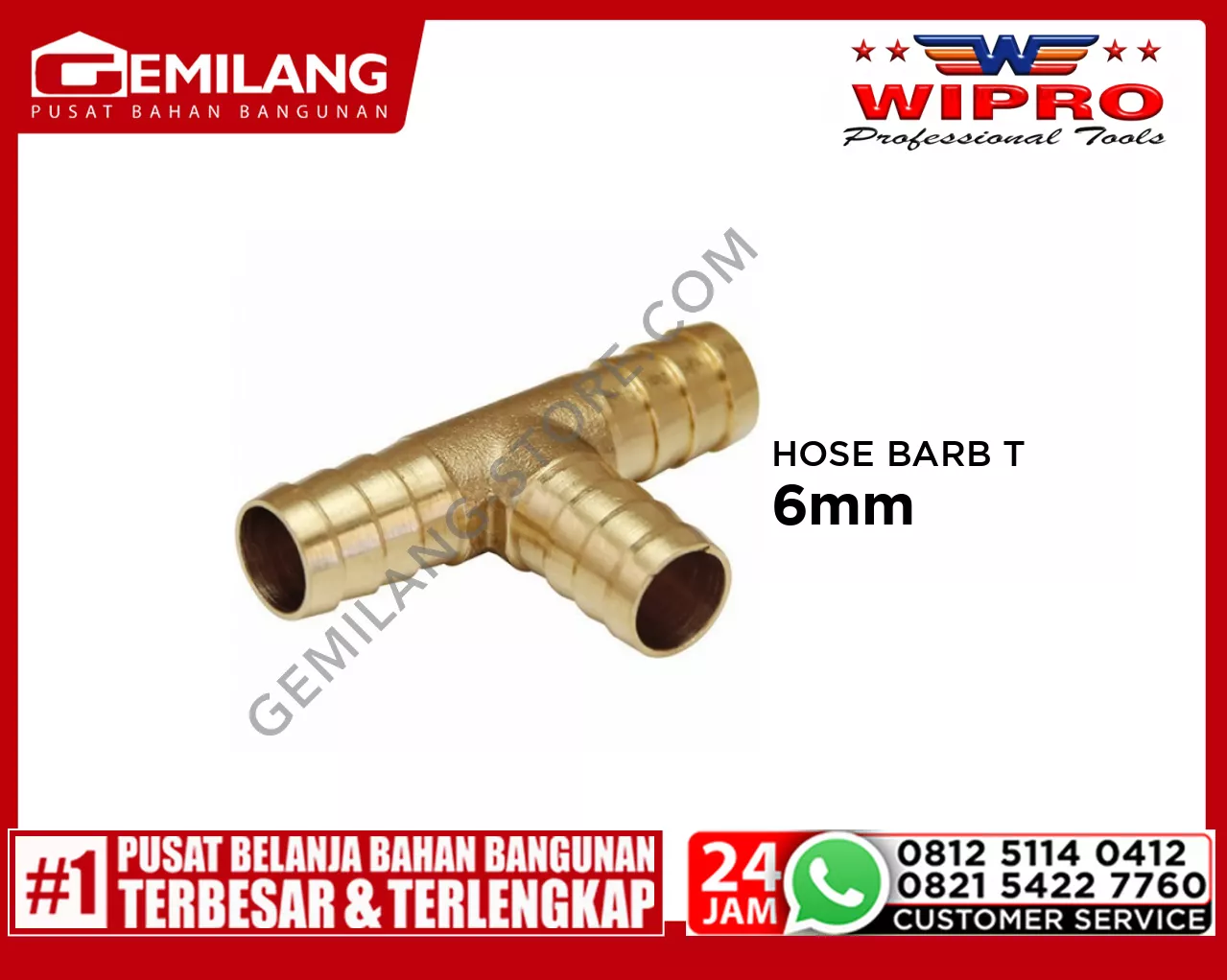 WIPRO HOSE BARB T-TYPE WN5141 6mm