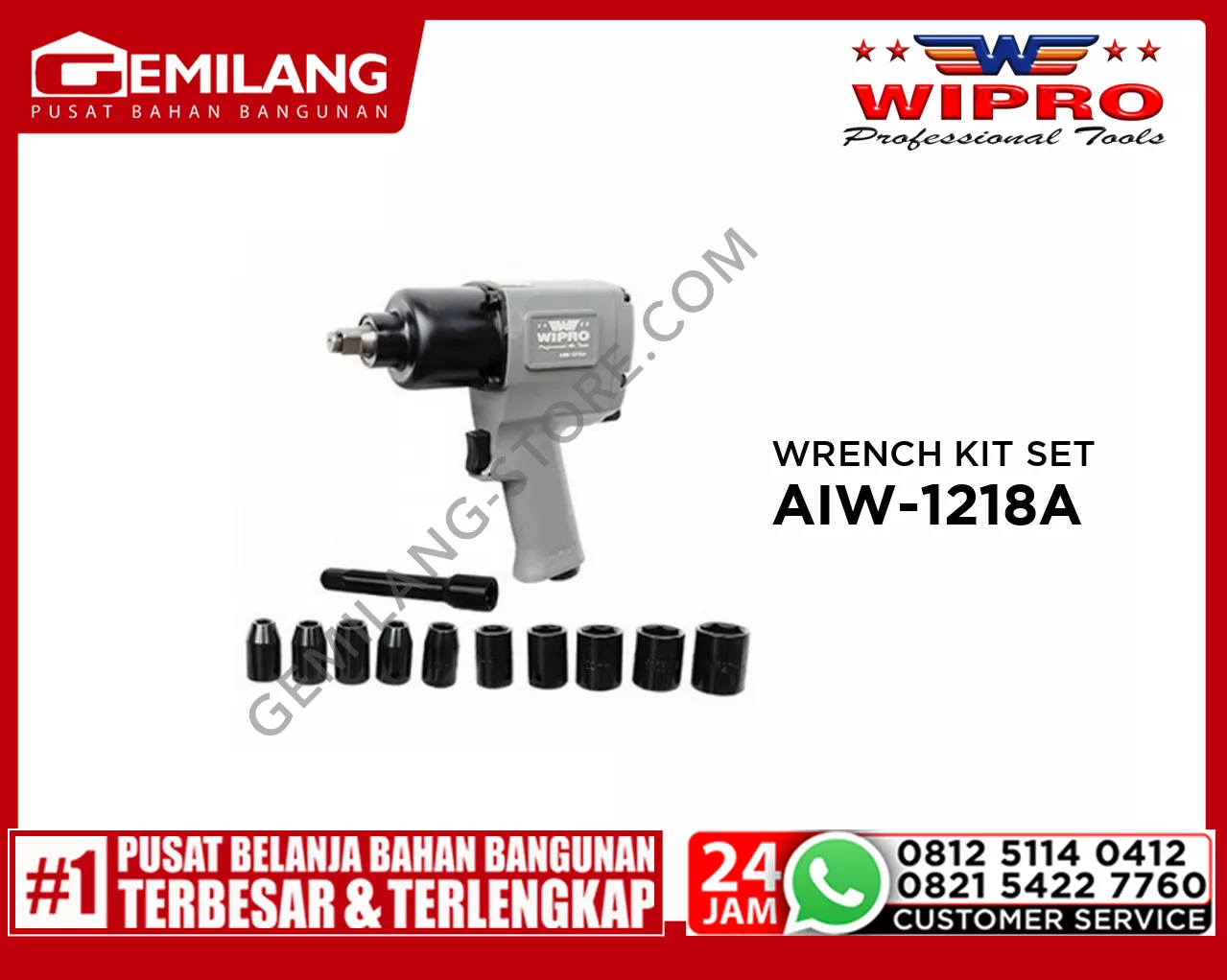 WIPRO AIR IMPACT WRENCH KIT SET AIW-1218A 1/2inch