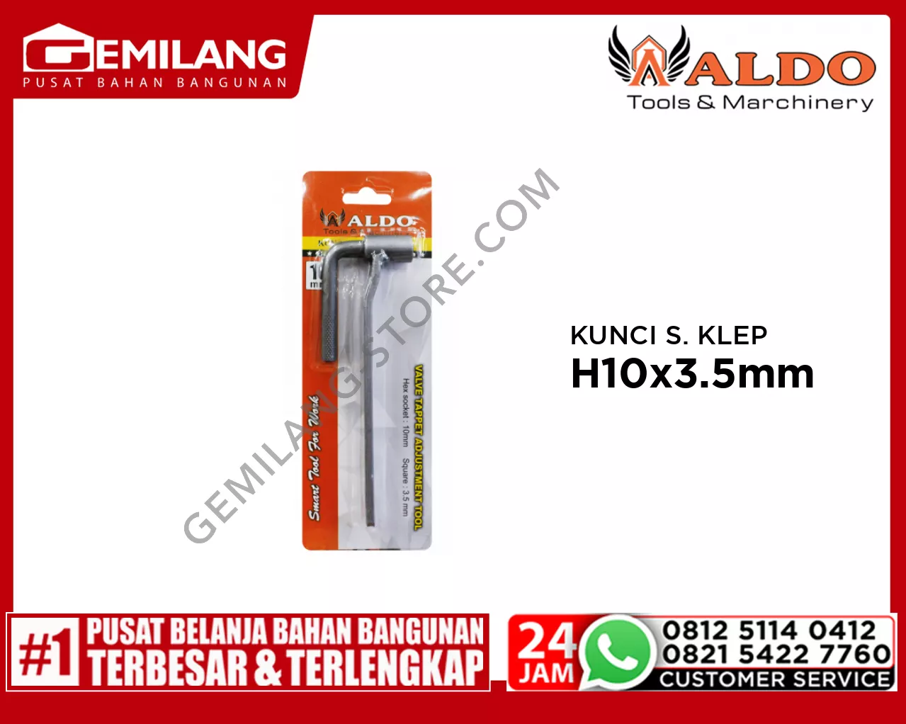 ALDO KUNCI SETELAN KLEP H10 x 3.5mm