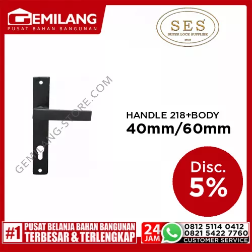 SES HANDLE 218 BLACK + BODY ECO 2030-40mm SS CYLINDER 60mm DK SS