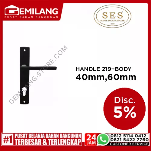 SES HANDLE 219 BLACK + BODY ECO 2030-40mm SS CYLINDER 60mm DK SS