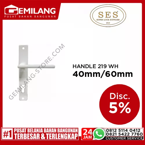 SES HANDLE 219 WHITE + BODY ECO 2030-40mm SS CYLINDER 60mm DK SS
