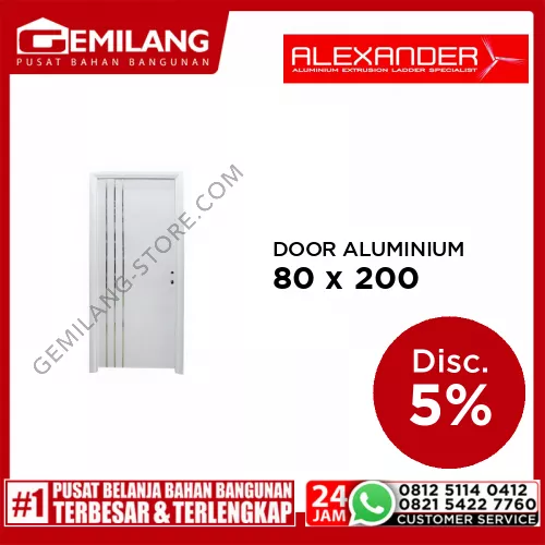 ALEXANDER DOOR ALUMINIUM SS-WH KR 80 x 200