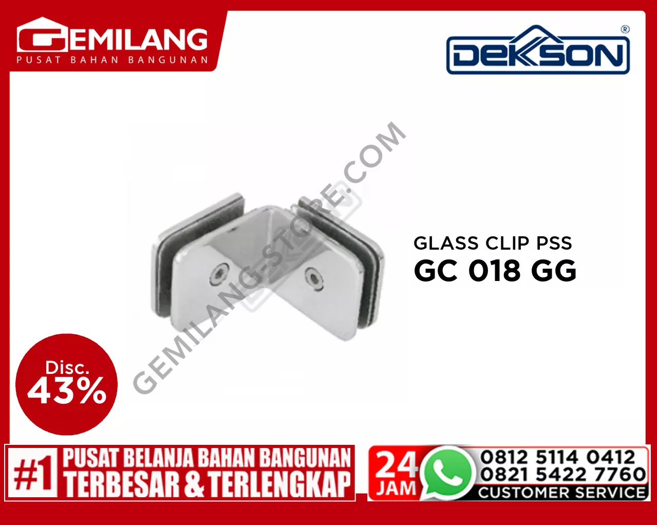 DEKKSON GLASS CLIP GC 018 GG PSS