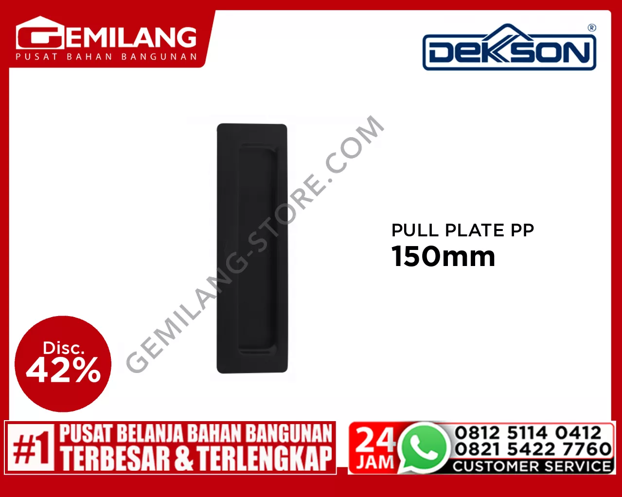 DEKKSON PULL PLATE PP 015 SQ 150mm MATT BLACK