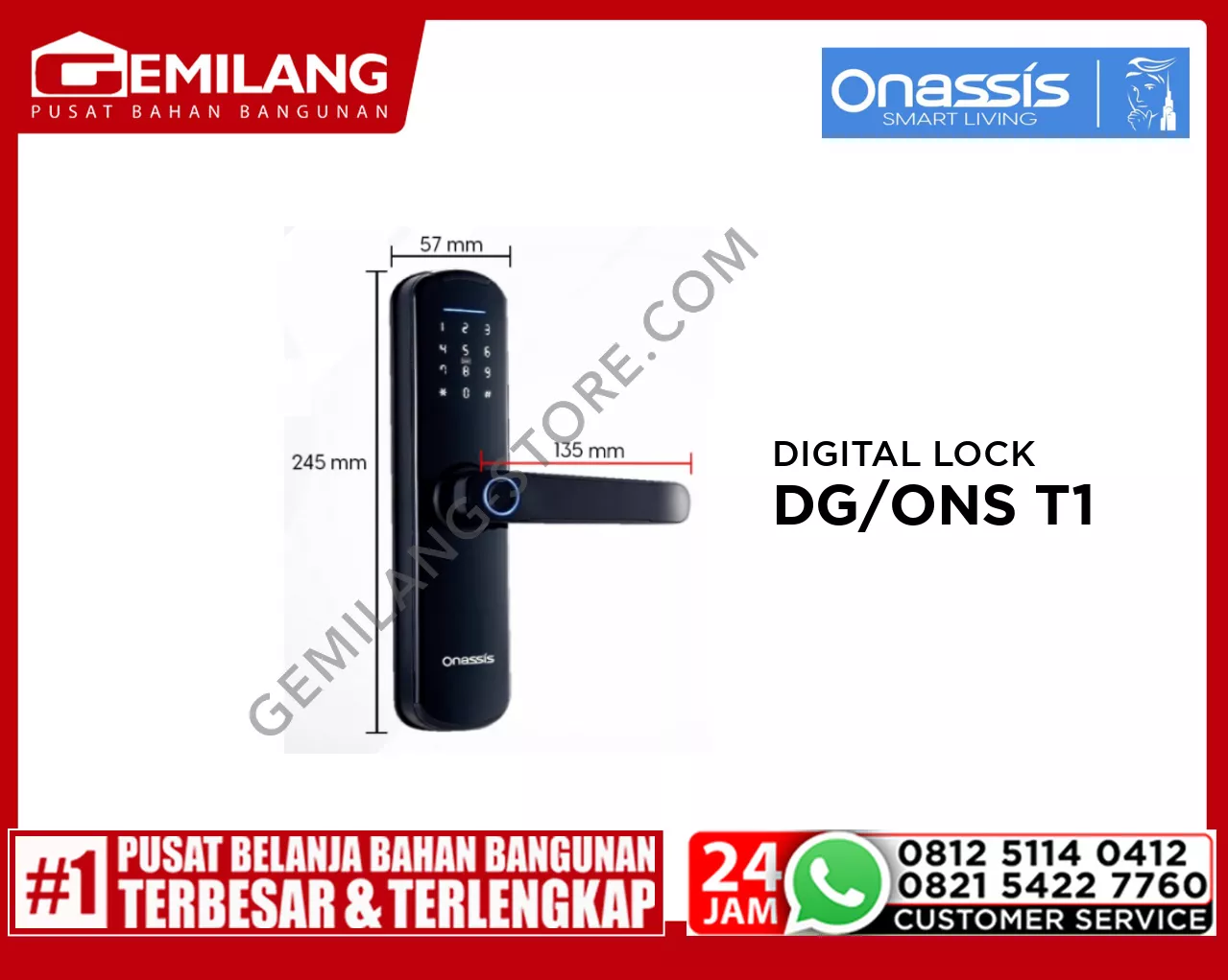 ONASSIS DIGITAL LOCK FOR WOODEN DOOR - DG/ONS T1 PRO