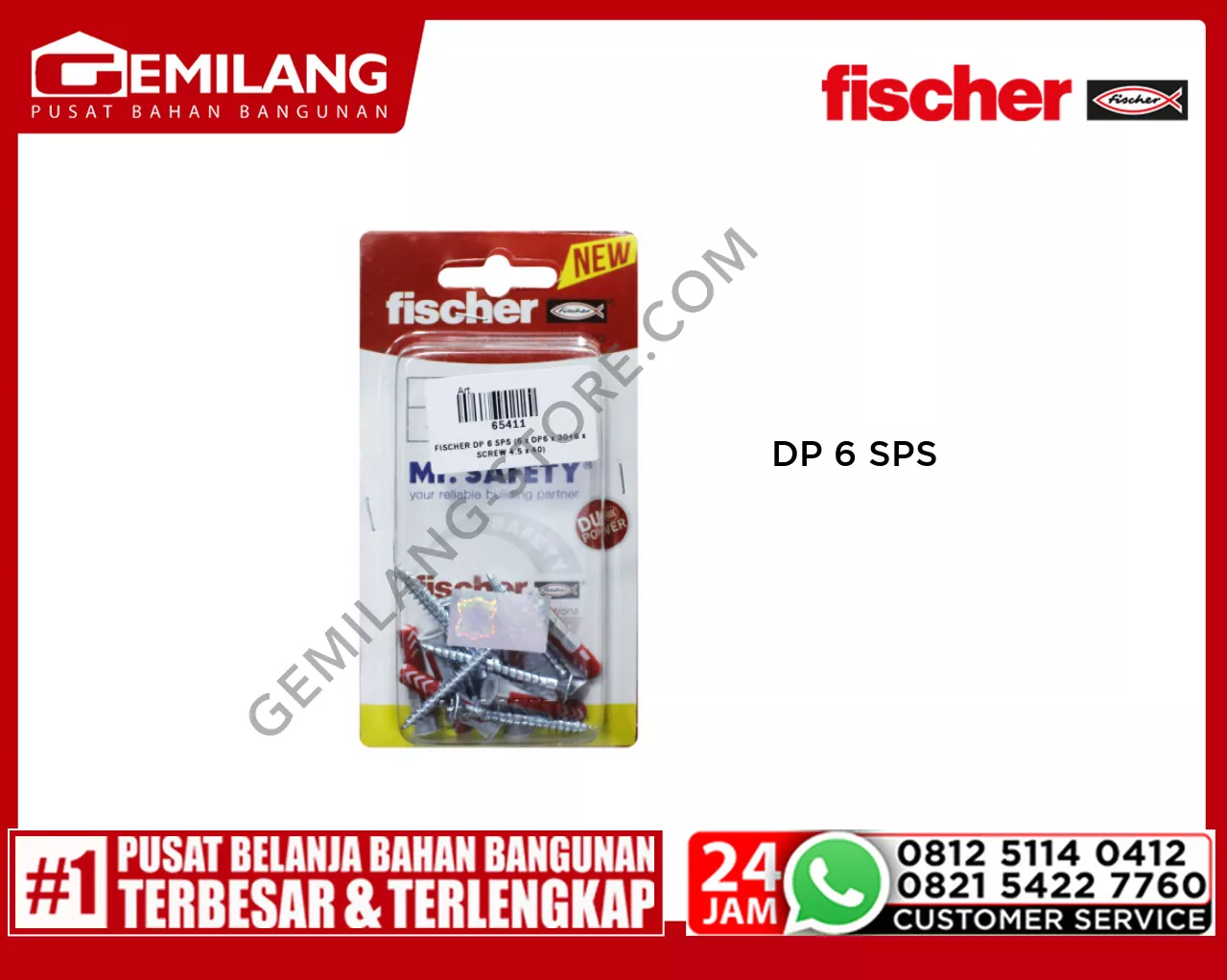 FISCHER DP 6 SPS (6 x DP6 x 30+6 x SCREW 4.5 x 40)