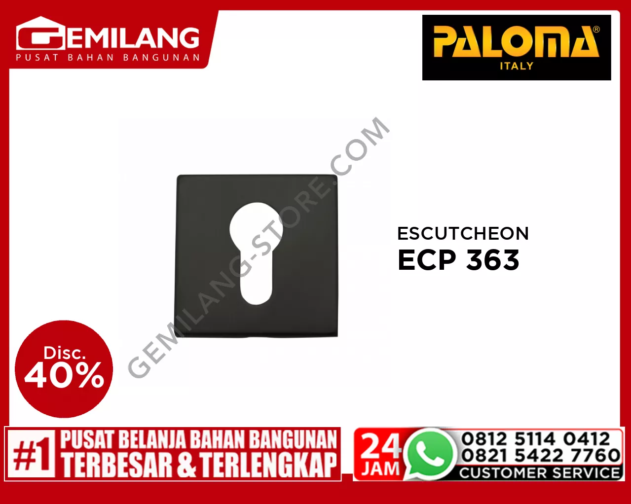 PALOMA ESCUTCHEON DELUXE 007 (SQUARE) MATTE BLACK ECP 363