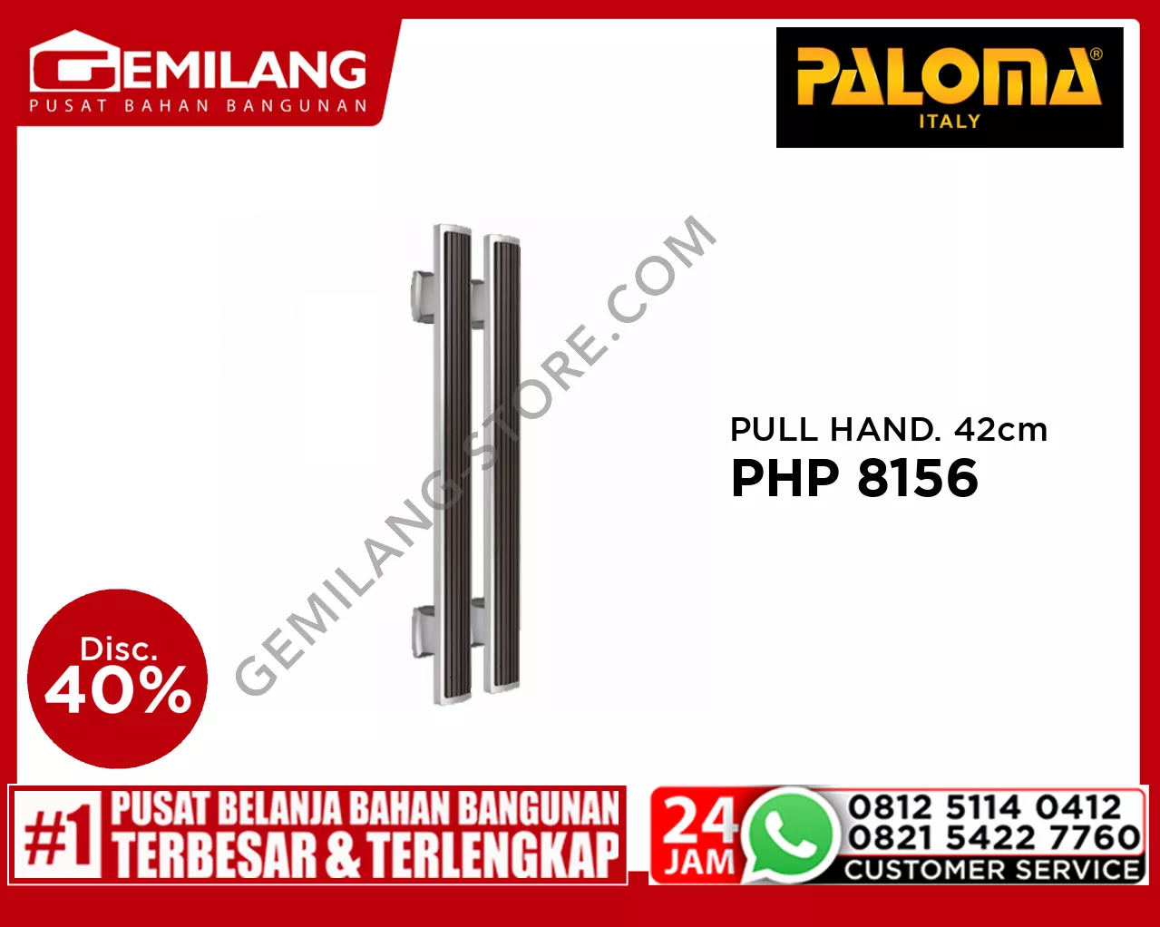 PALOMA PULL HANDLE ANZIO 420mm BSN+CCP PHP 8156