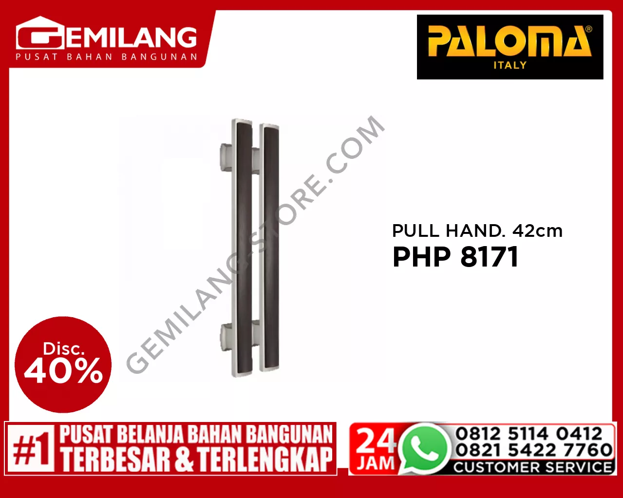 PALOMA PULL HANDLE CARPI 420mm BSN+WBL PHP 8171