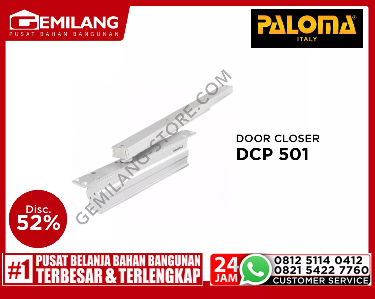 PALOMA DOOR CLOSER 993 CONCEALED FINISH NA DCP 501
