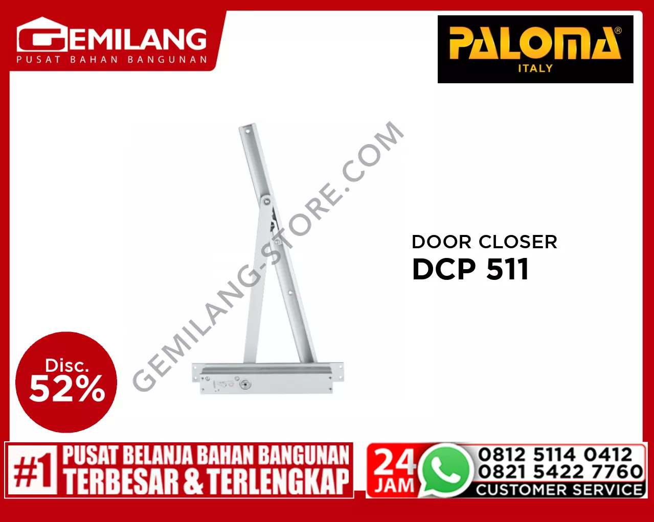 PALOMA DOOR CLOSER 992 CONCEALED FINISH NA DCP 511