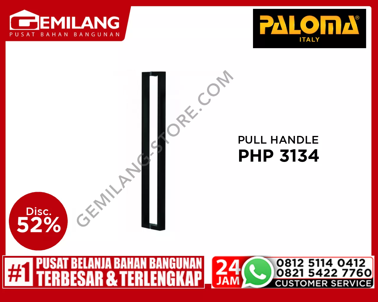 PALOMA PULL HANDLE CARPI 900mm MATTE BLACK PHP 3134