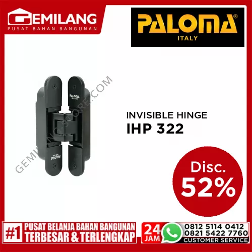 PALOMA INVISIBLE HINGE P100N SATIN BLACK IHP 322