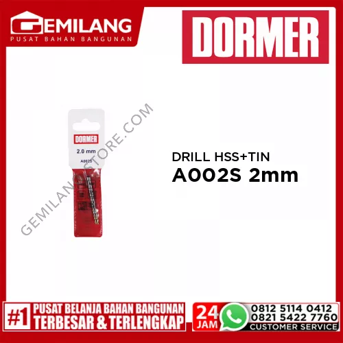 DORMER DRILL (POUCH) HSS + TIN A002S 2mm