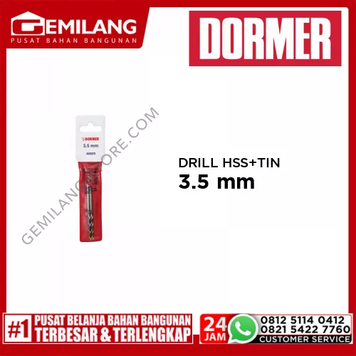 DORMER DRILL (POUCH) HSS + TIN A002S 3.5mm